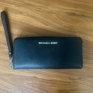 Michael Kors Black Zip-Around Wristlet